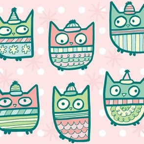 sweater owls in pink