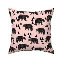 geometric bear // rose pink pastel pink hipster triangles geo bear design for little girls nursery baby edgy kids