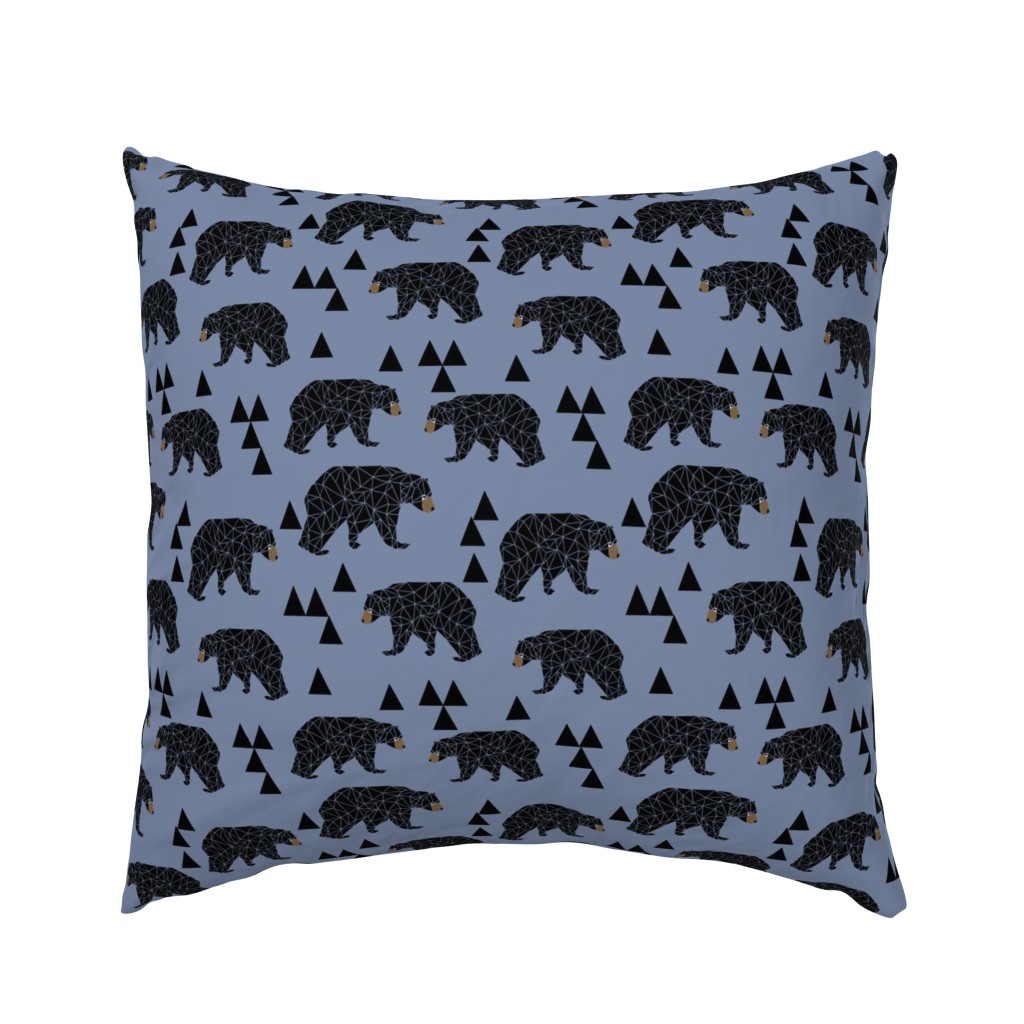 geometric bear // stonewash blue bear with triangles for nursery decor and baby boy fabrics