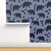 geometric bear // stonewash blue bear with triangles for nursery decor and baby boy fabrics