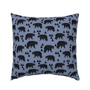 geometric bear // stonewash blue bear with triangles for nursery decor and baby boy fabrics