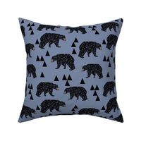 geometric bear // stonewash blue bear with triangles for nursery decor and baby boy fabrics