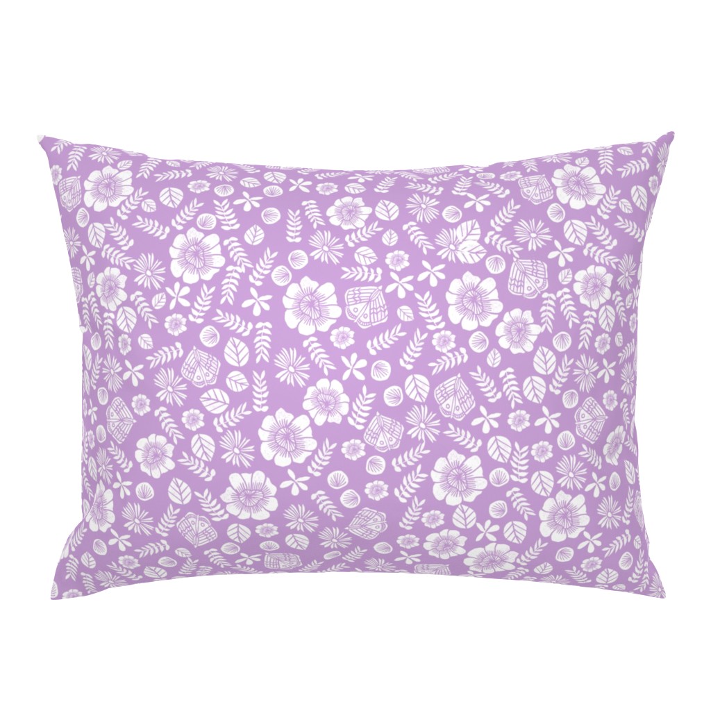 spring // block print spring florals flowers purple pastel lilac lavender