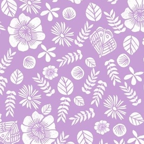 spring // block print spring florals flowers purple pastel lilac lavender