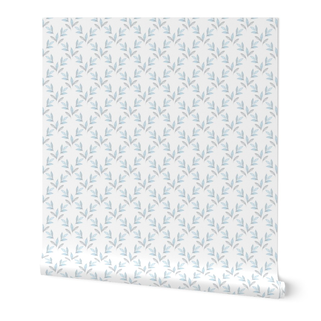 Delicate floral pattern with blue leaves