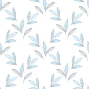 Delicate floral pattern with blue leaves