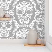 Scrollwork Skulls - gray