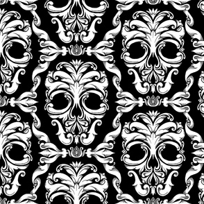 Scrollwork Skulls - black