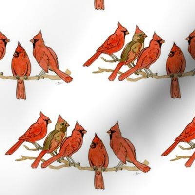 5 Cardinals on a Twig