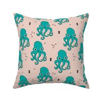 Adorable squid fish octopus geometric ocean theme under water deep sea paradise boys