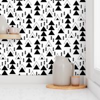 geometric teepee woodland tree abstract triangle forest in black and white