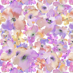 Purple and Gold Watercolor Flowers