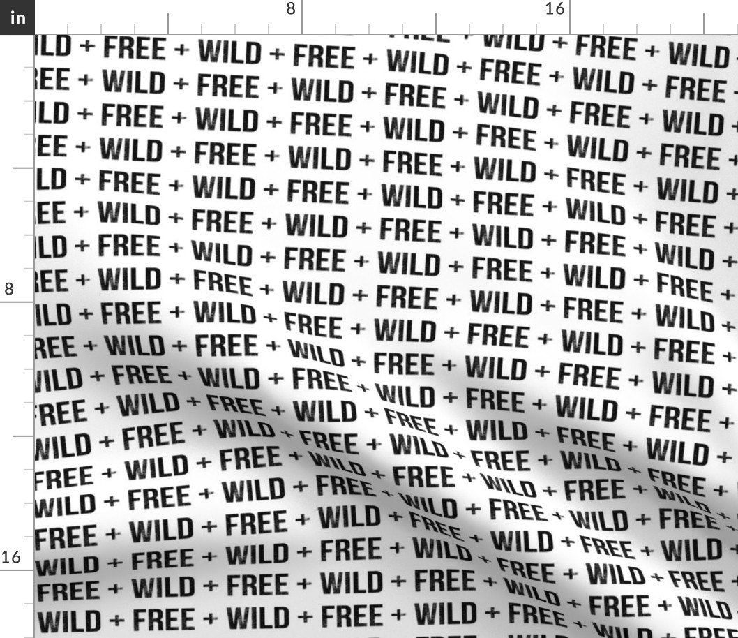 wild and free text baby black and white nursery crib sheet wholecloth