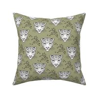 Leopard Head  Big Cat Cats Green