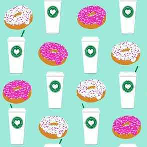 coffee and donuts mint latte sprinkles sweet food breakfast