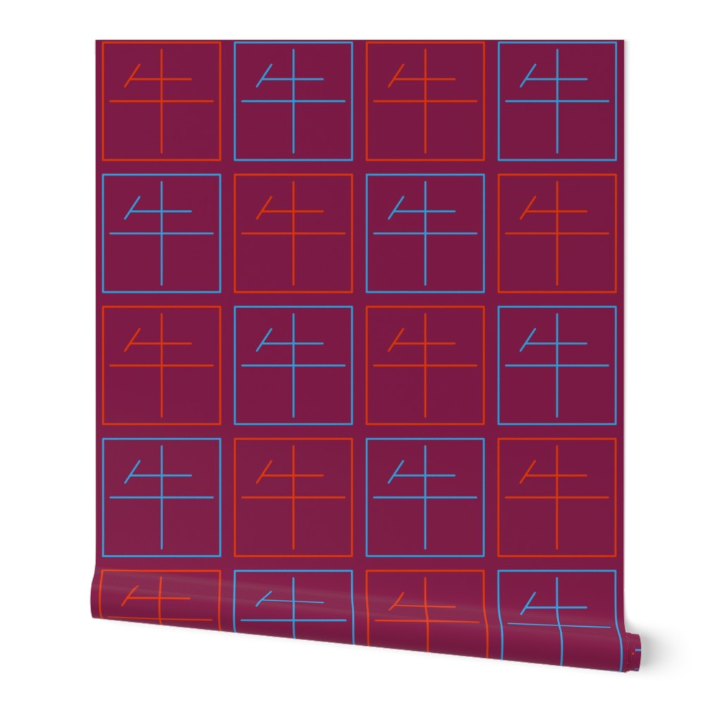 Ox ideogram - blue/red on purple