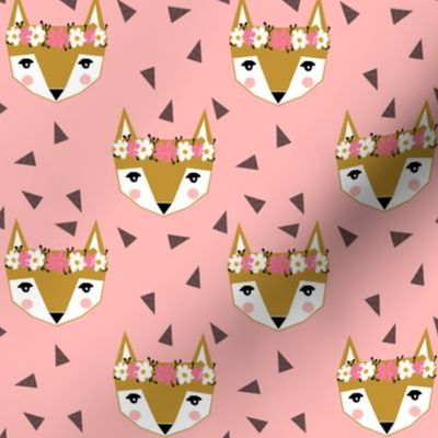 fox flower crown pink spring cute girly nursery baby