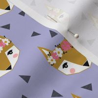 purple fox flower crown spring cute girly baby nursery purple triangles