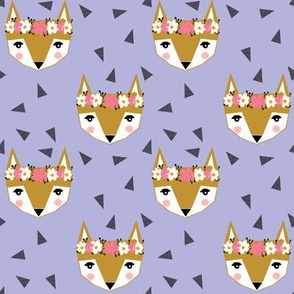 purple fox flower crown spring cute girly baby nursery purple triangles