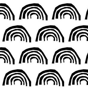 rainbow black and white cool kids trendy scandi black and white rainbow circles scallop