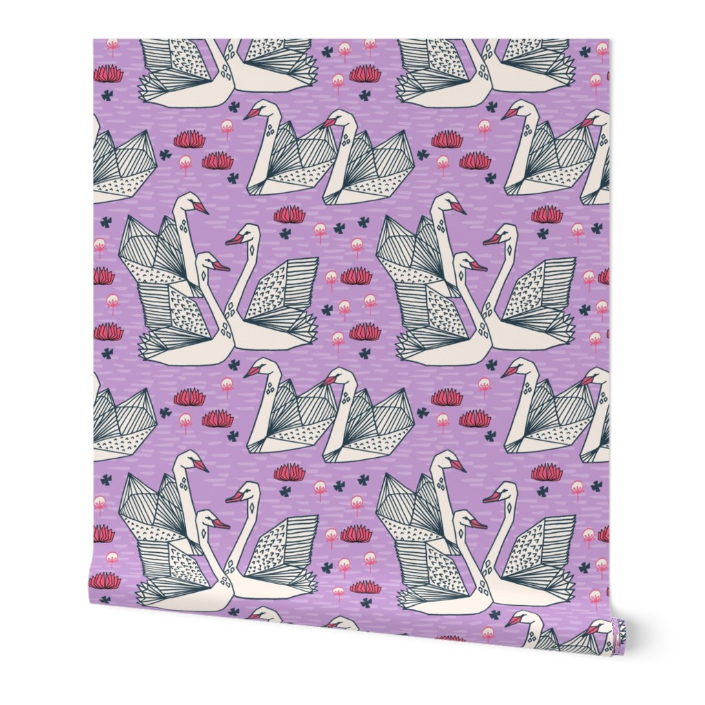 swans // purple lilac swans girls sweet water lily origami swans