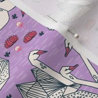 swans // purple lilac swans girls sweet water lily origami swans