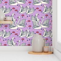 swans // purple lilac swans girls sweet water lily origami swans