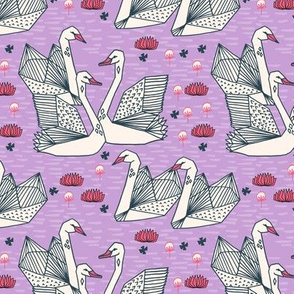 swans // purple lilac swans girls sweet water lily origami swans