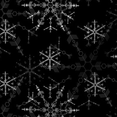 Cosmic Snowflakes - black & white