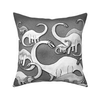 DINOSAURS ARE SO CUTE PILLOW PANEL Black and White Grey