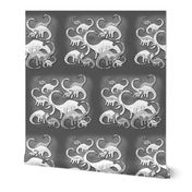 DINOSAURS ARE SO CUTE PILLOW PANEL Black and White Grey