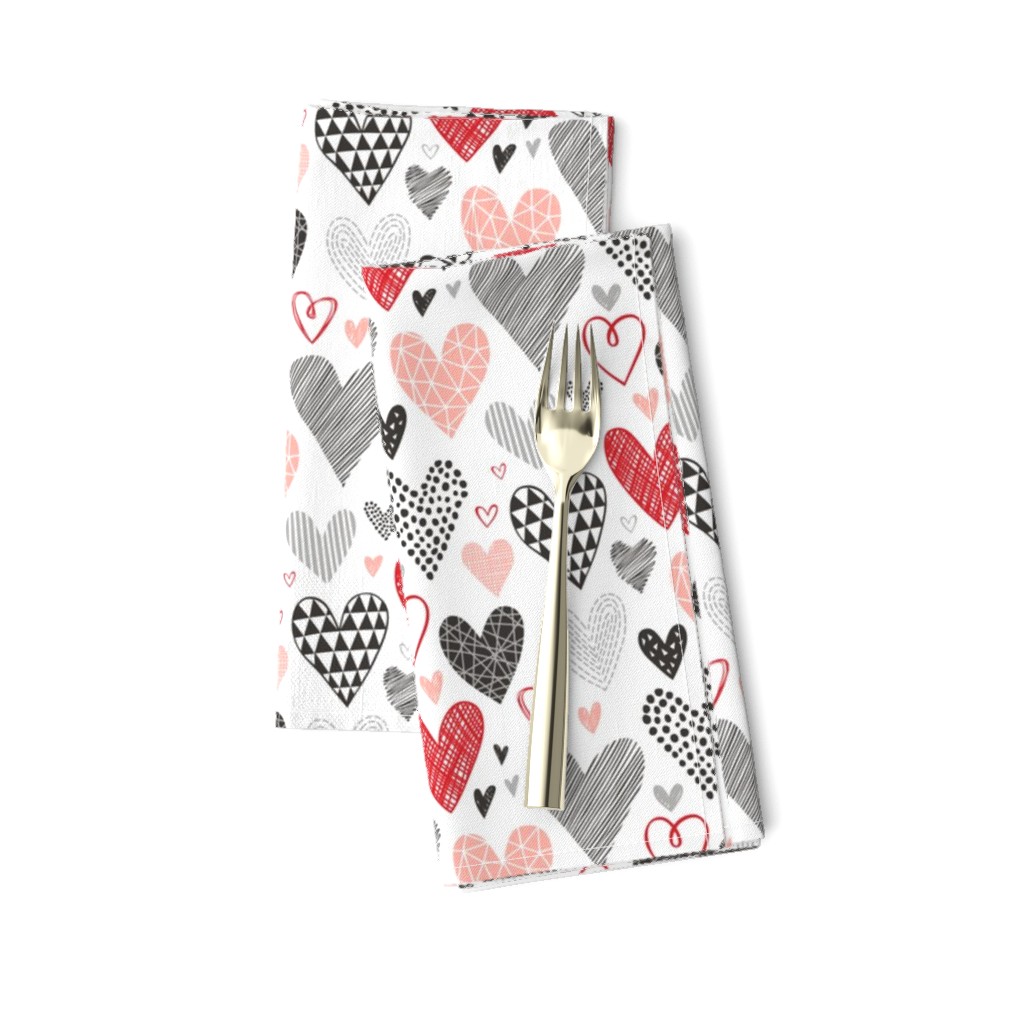 Hearts Geometrical Love Valentine Black&White Red Pink