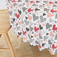 Hearts Geometrical Love Valentine Black&White Red Pink