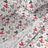 Hearts Geometrical Love Valentine Black&White Red Pink