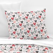 Hearts Geometrical Love Valentine Black&White Red Pink