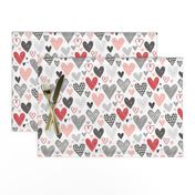 Hearts Geometrical Love Valentine Black&White Red Pink