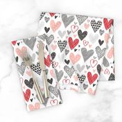 Hearts Geometrical Love Valentine Black&White Red Pink