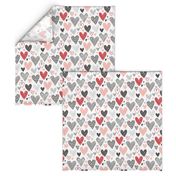 Hearts Geometrical Love Valentine Black&White Red Pink