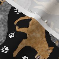 Trotting Australian Cattle Dogs and paw prints - black