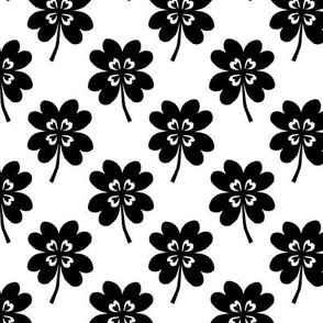 lucky clover black and white four leaf clover st patricks day