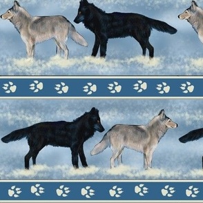 Gray Wolves in Snow Stripe