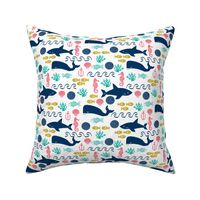 ocean water sea fish seahorse shell beach wave anchor kids baby nursery sharks