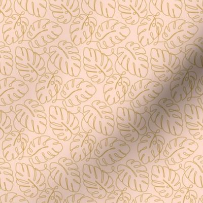 Monstera Continuous Line - Pale Peach and Gold_25Size