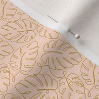 Monstera Continuous Line - Pale Peach and Gold_25Size