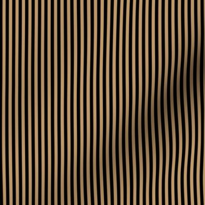 Pinstripe Black and Camel Brown Vertical Stripes (Eight Stripes to an Inch)