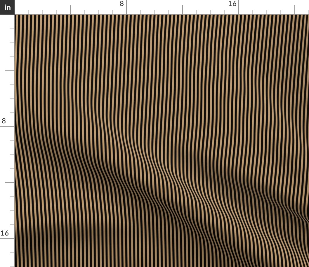 Pinstripe Black and Camel Brown Vertical Stripes (Eight Stripes to an Inch)