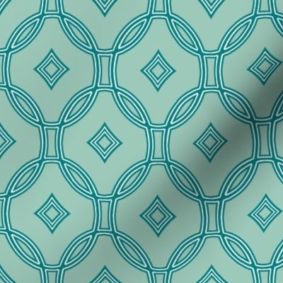 diamond lattice in teal on mint