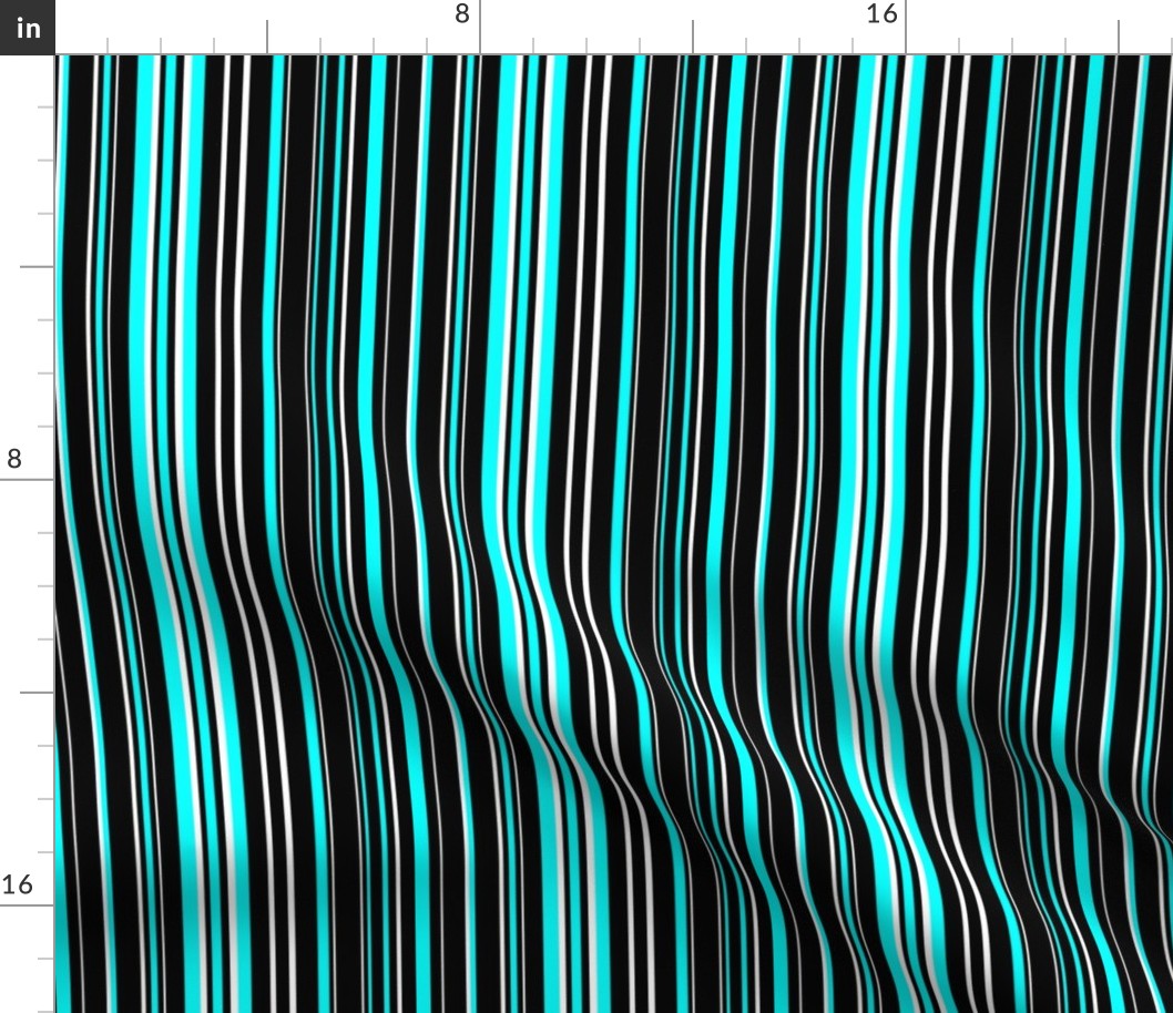 Medium Black White and Aqua Blue Barcode Stripes