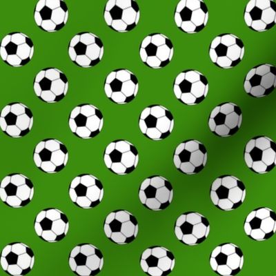 One Inch Black and White Soccer Balls on Apple Green