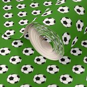 One Inch Black and White Soccer Balls on Apple Green